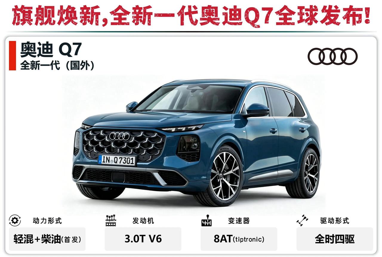 极速对比｜全新一代奥迪Q7全球发布！2026年6月9日，全新奥迪Q7正式全球首发