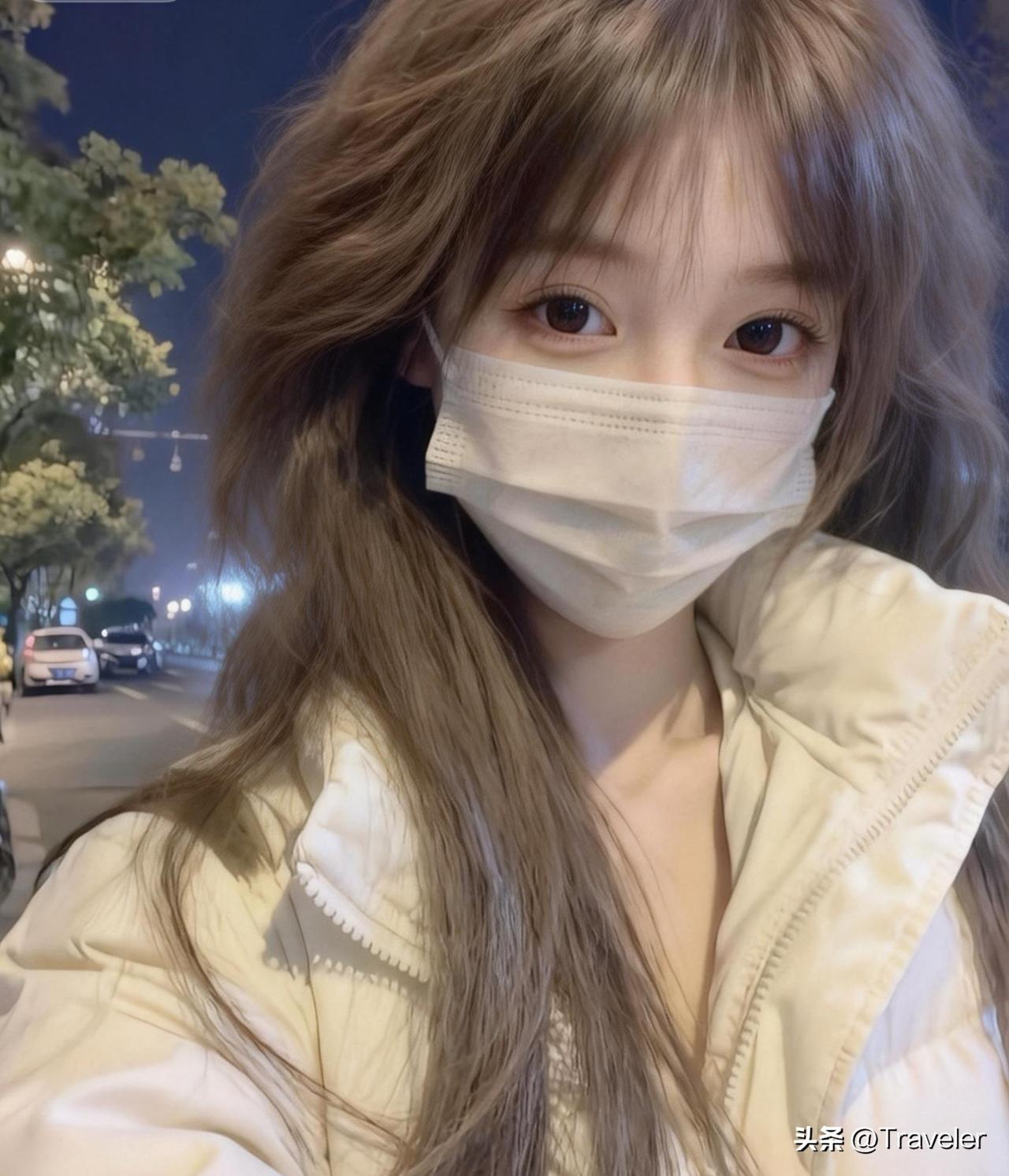 夜晚漫步，口罩下的微笑