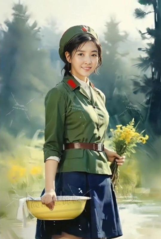 青春妙龄，当上女兵。戍边为国，闪闪红星。忘不了你！手持鲜花的兵妹妹…
绝美女兵 