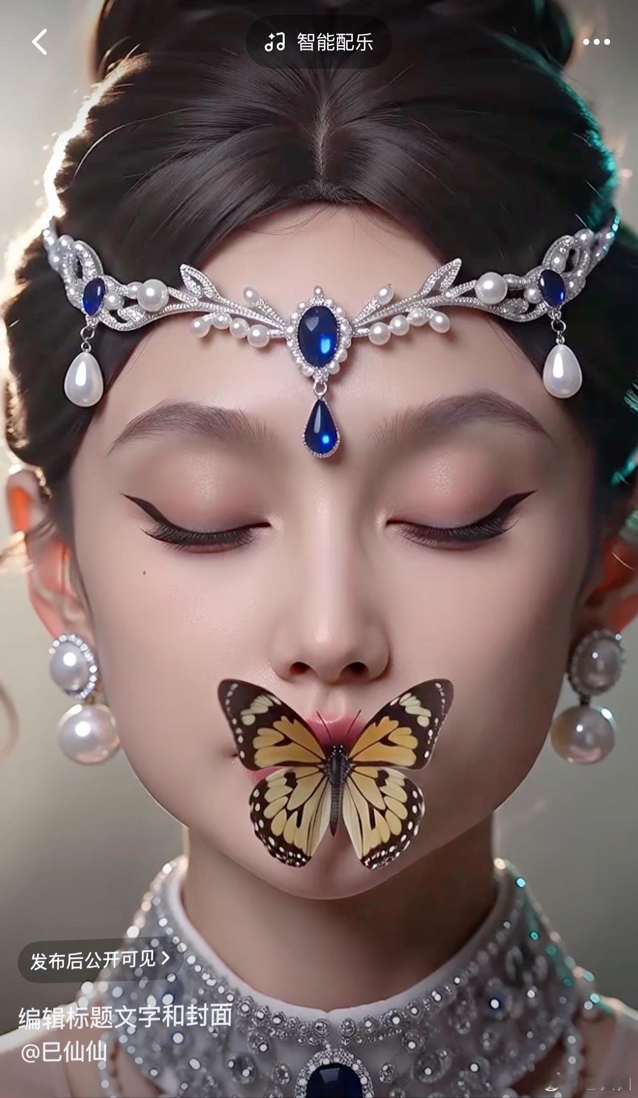 迪丽热巴仿妆迪丽热巴最新红毯造型一出，全网美妆博主连夜开工！蝴蝶元素+bulin