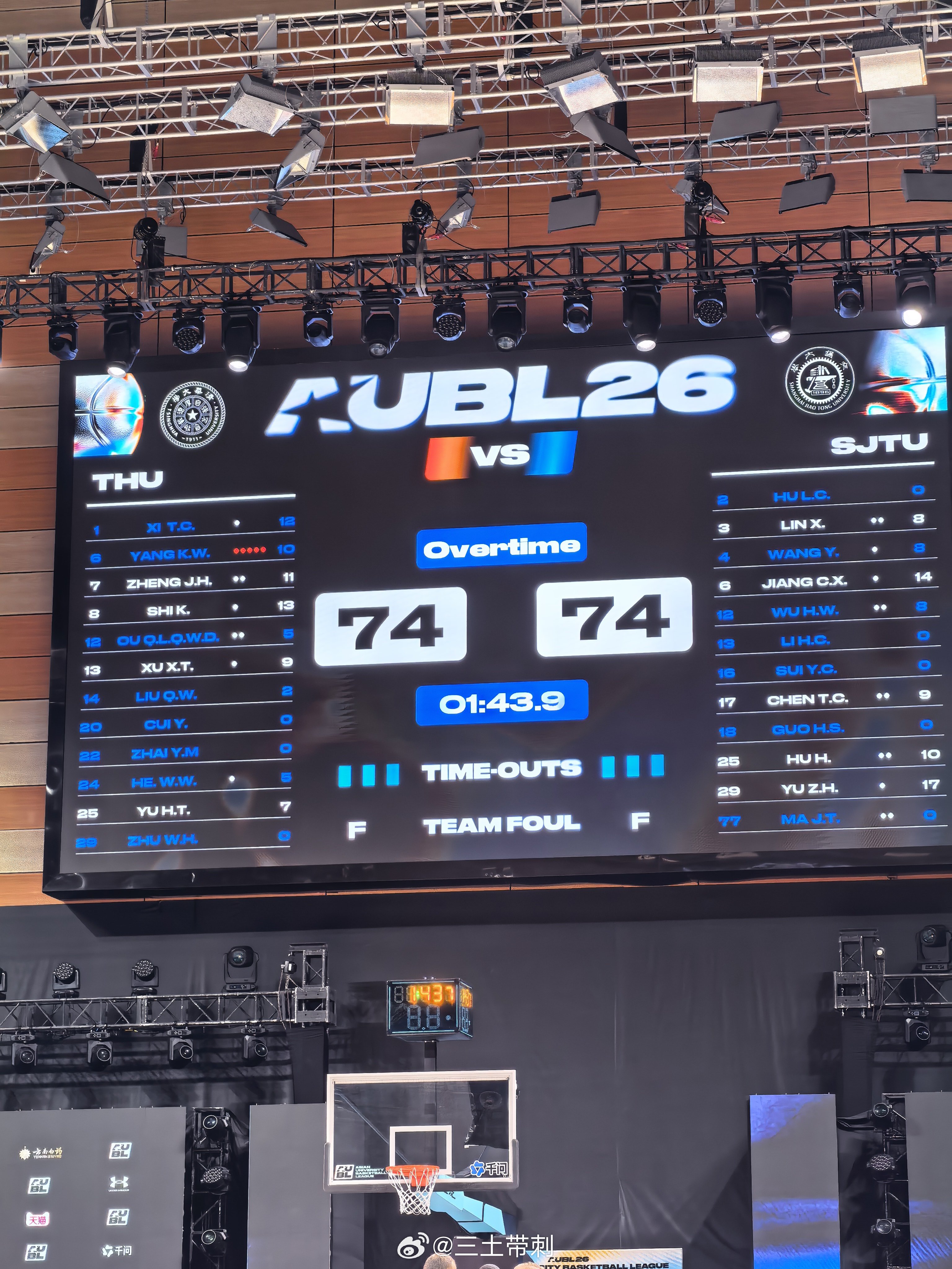 aubl2026AUBL 本届比赛第一个加时！ 杭州·滨江体育馆