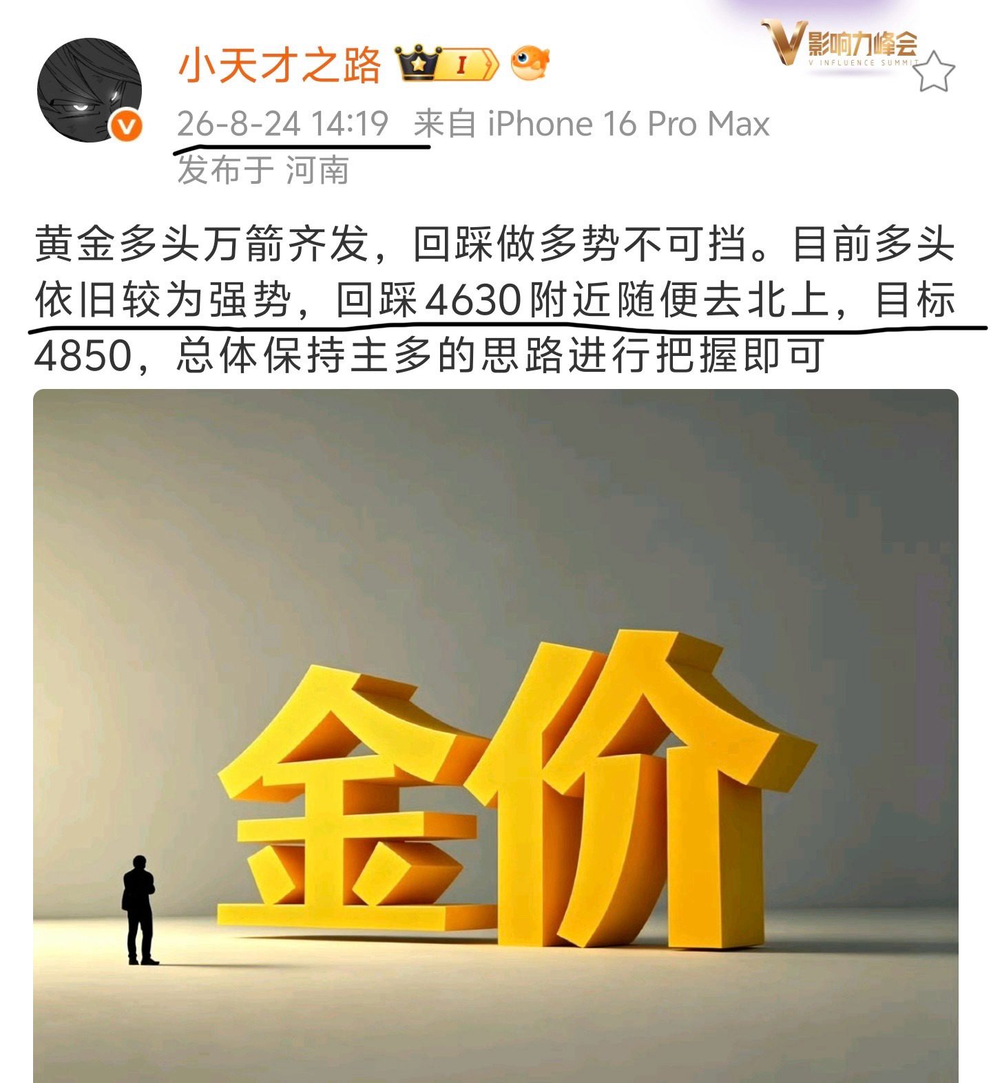 黄金，4630看多北上，就怎么简单 