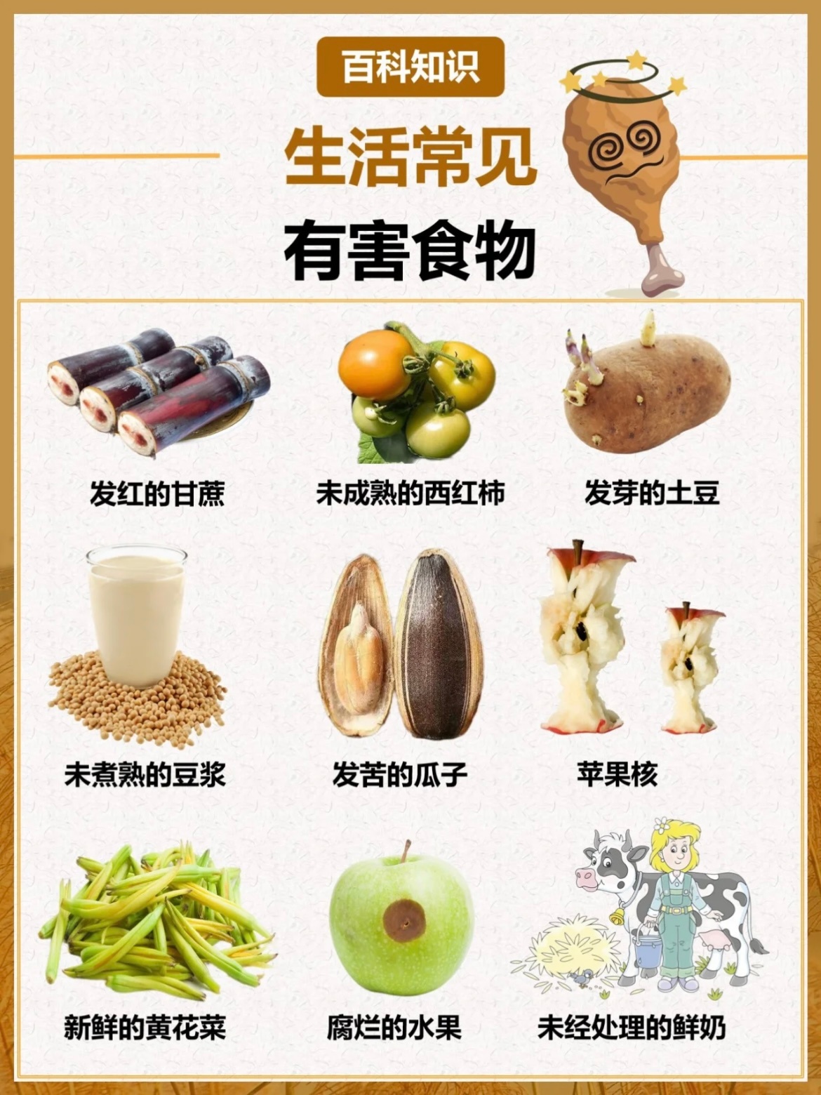 #涨知识##科普# 生活中那些常见的有害食物，记得分享给家人！ ​​​