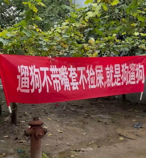 物业挂出了这横幅，小区养狗人士都不服，说这样太侮辱人了，大家帮看看，挂这样的横幅