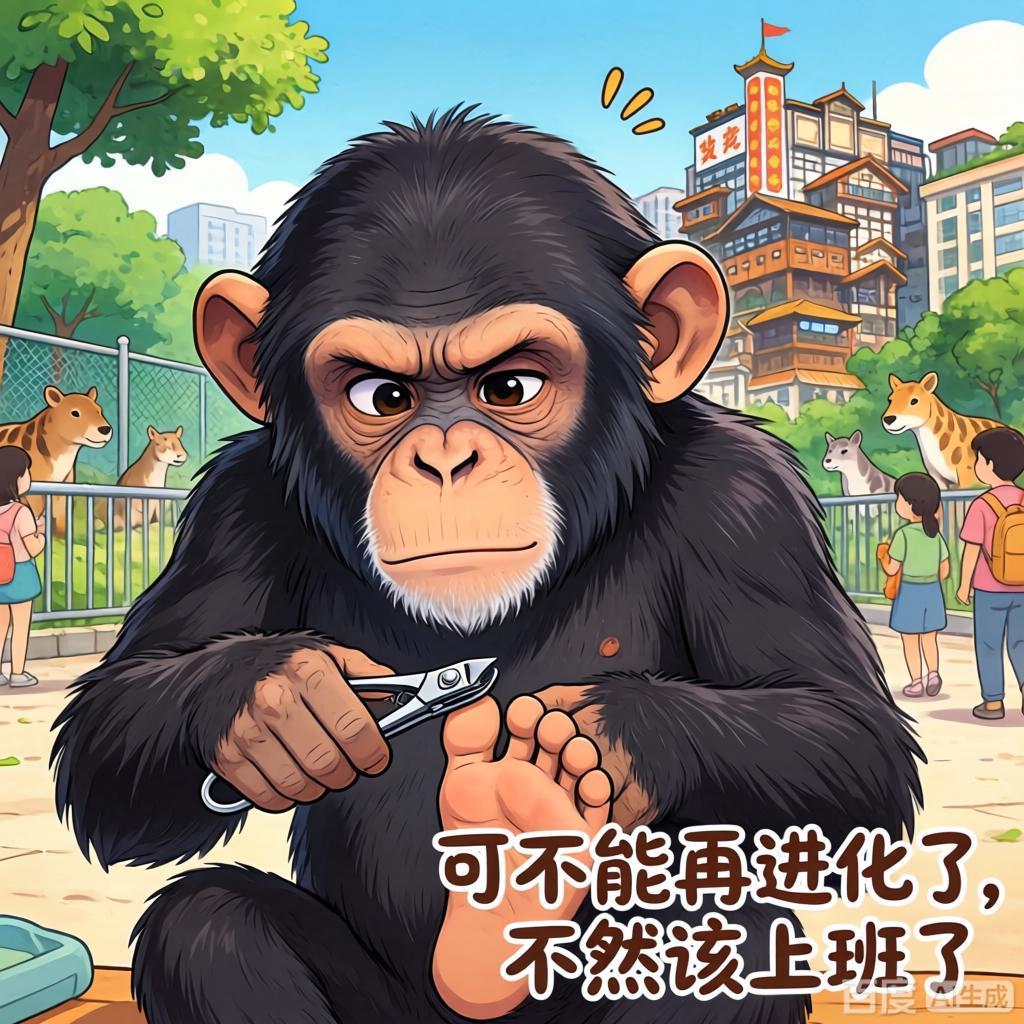 近日，重庆动物园一黑猩猩走红网络。它拿着指甲刀，认认真真给自己剪脚趾甲，动作娴熟