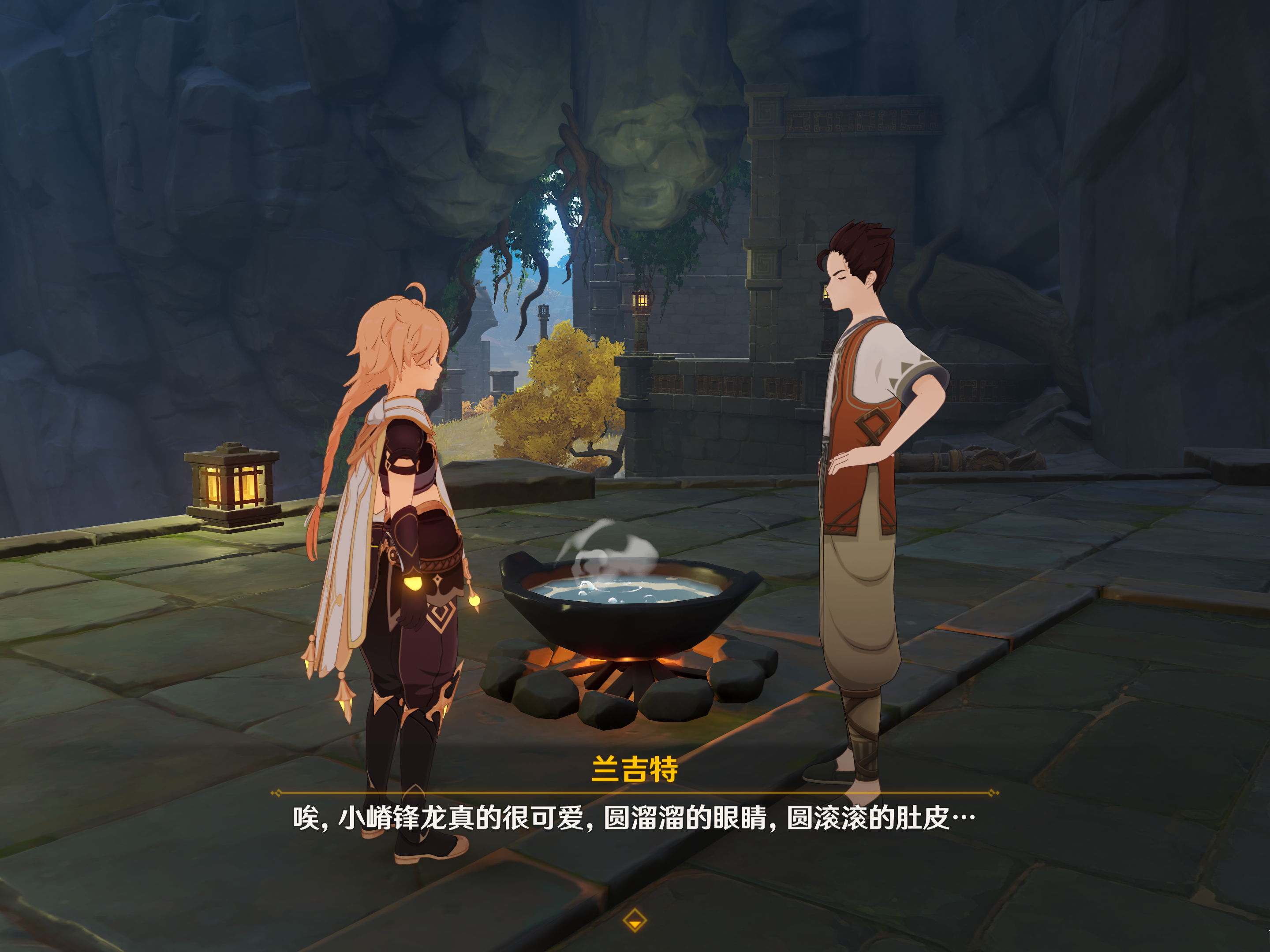 #原神[超话]# 纳塔遇到的第一只小家伙是小嵴锋龙？据兰吉特的描述，从须弥进入纳