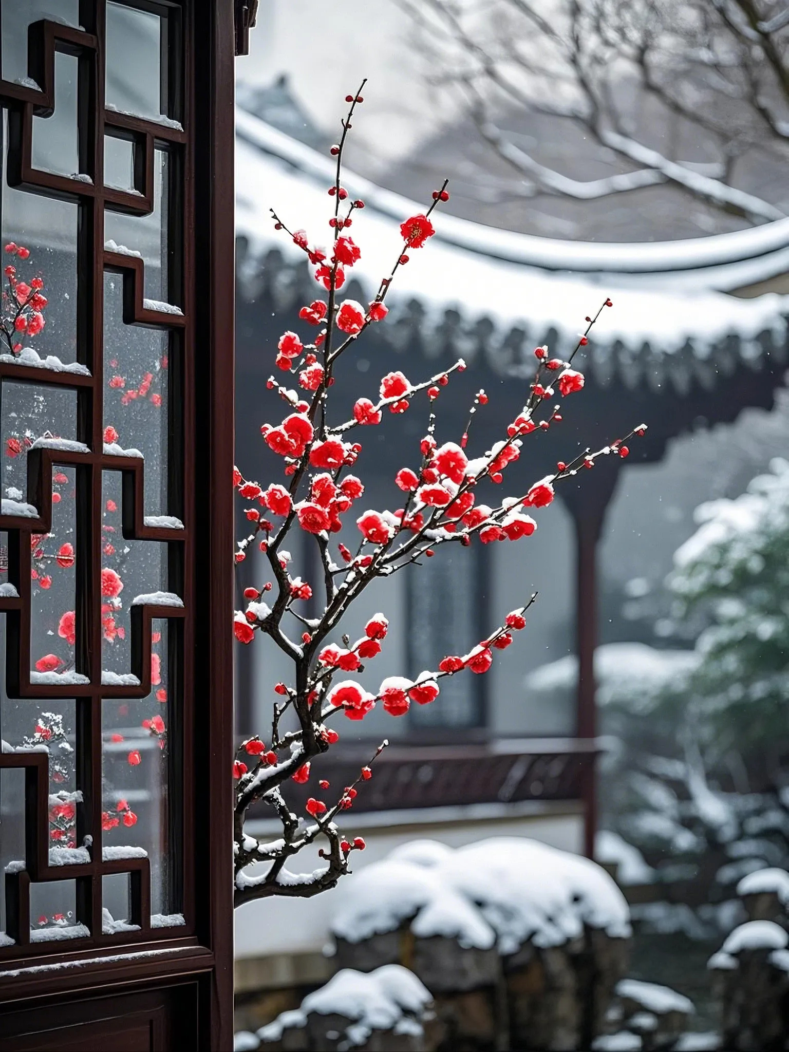 红梅傲雪美图图源：vx公众号 世界就是一幅画 