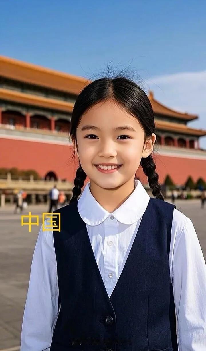 笑颜如花绽，童心映紫禁。