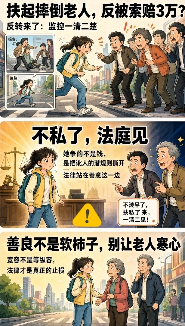 一句"法庭见"，治好了家属的"讹人病"。
 
那句"不私了，法庭见"甩出来，家属