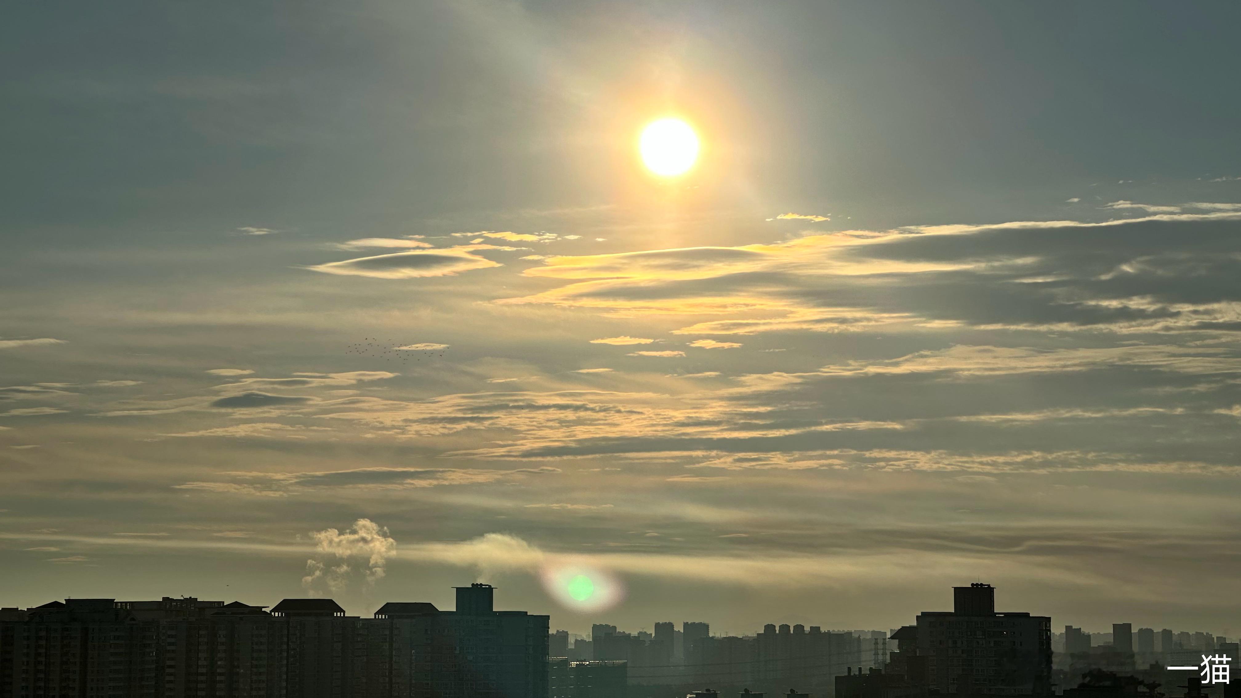 5:54 晴云轻漾，         熏风无浪，         开樽避暑争相向