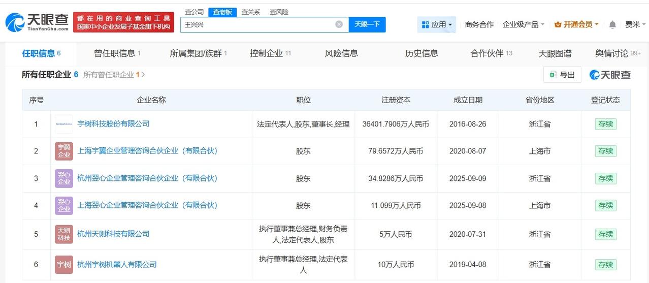 王兴兴名下关联6家企业

机器人大佬王兴兴商业版图盘点90后机器人大佬王兴兴相亲
