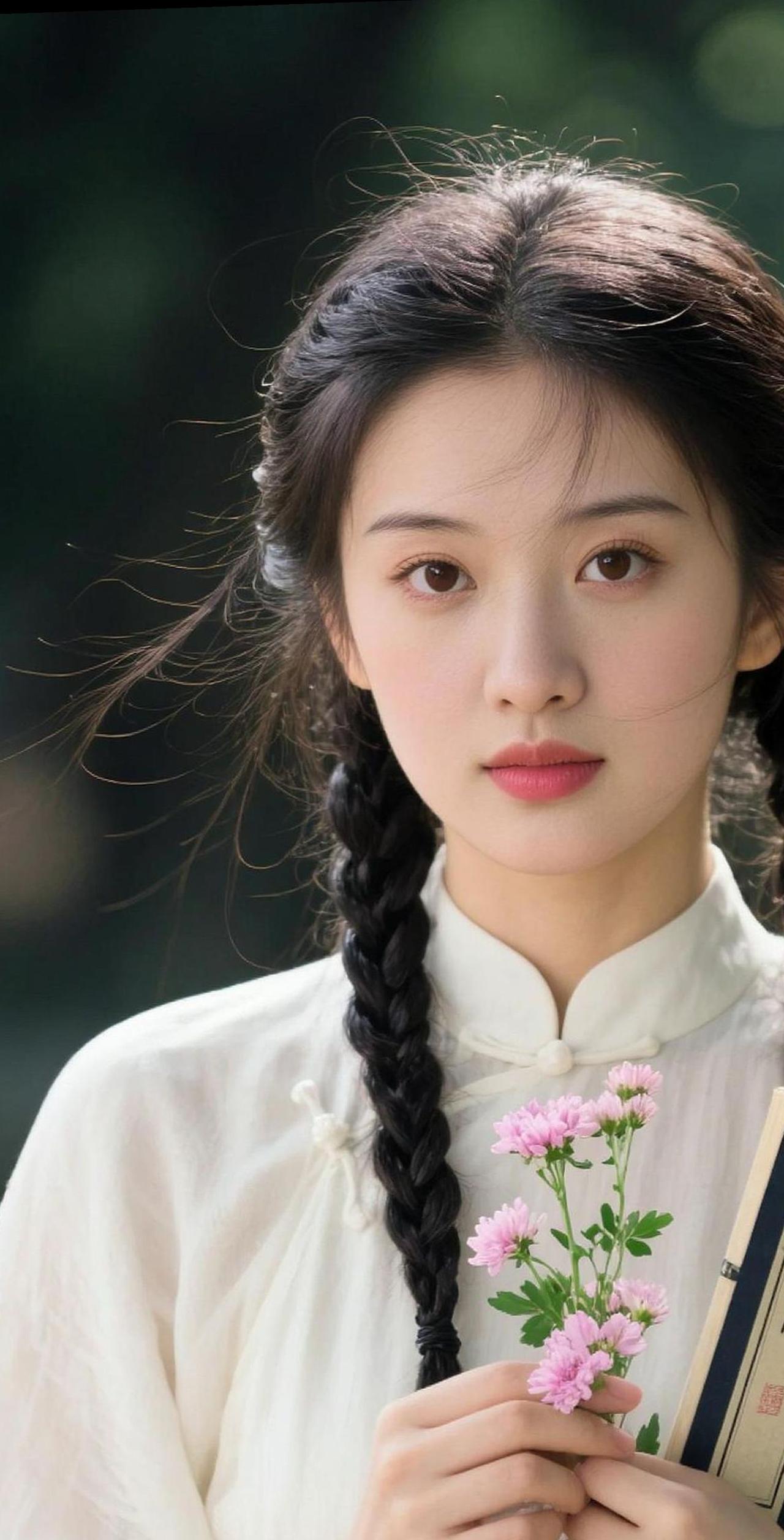 民国风手持花写真 抖音ai创作