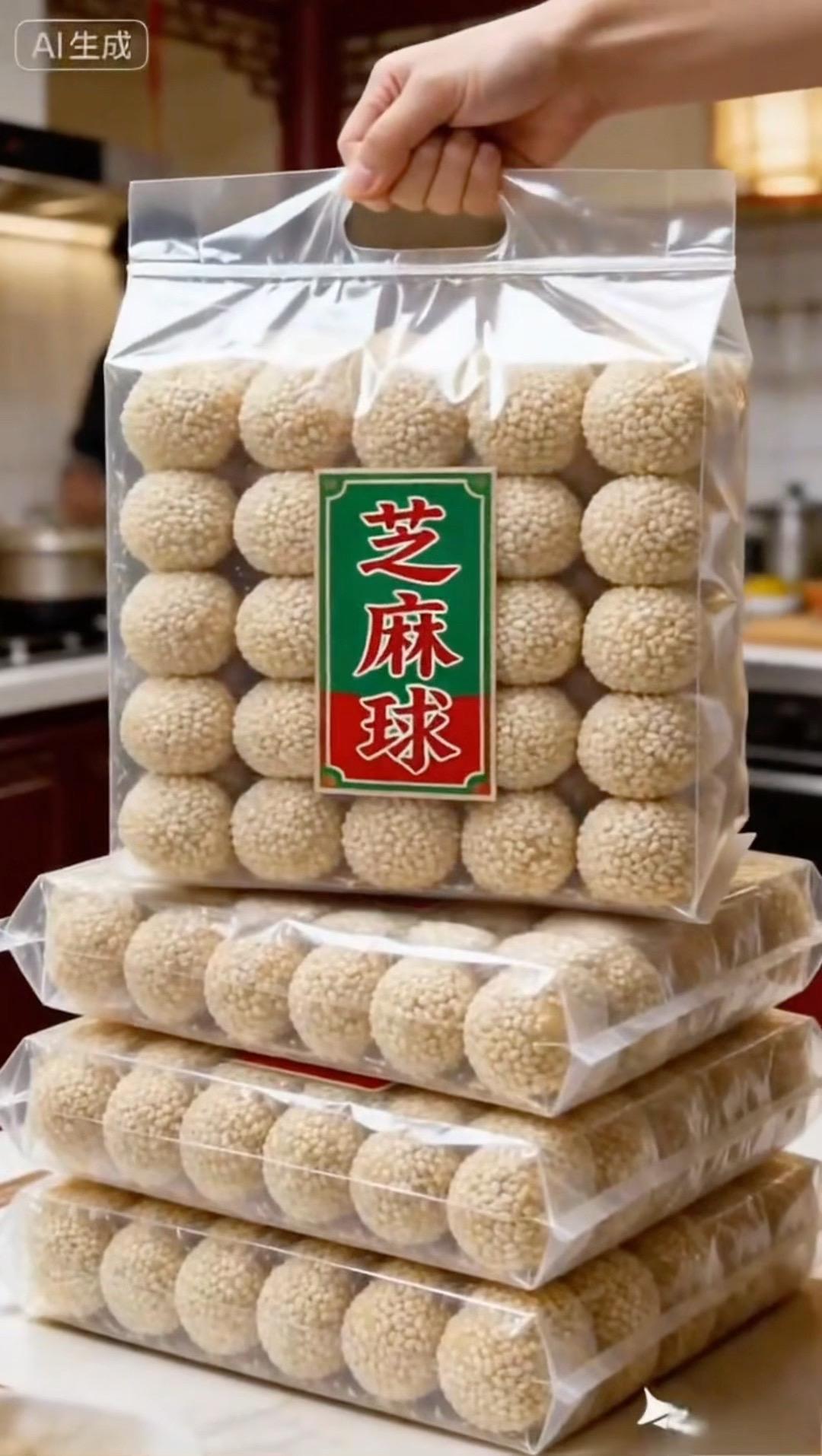 年货必囤豆沙芝麻球！36个装超实惠，不用解冻直接炸，外酥里软还带豆沙甜...