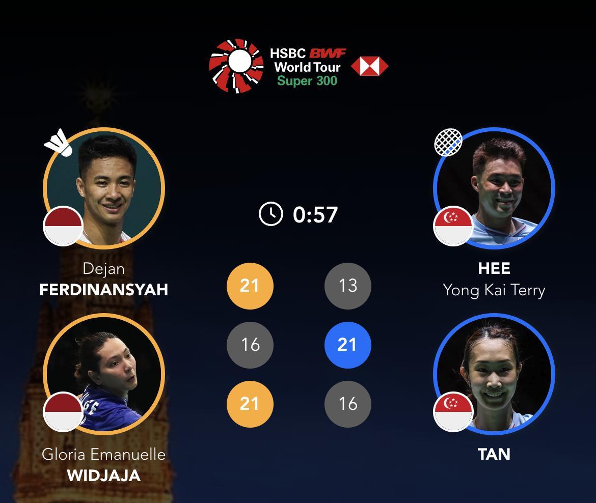 德扬/维德佳佳🇮🇩 21-13、16-21、21-16 🇸🇬许永凯/陈薇