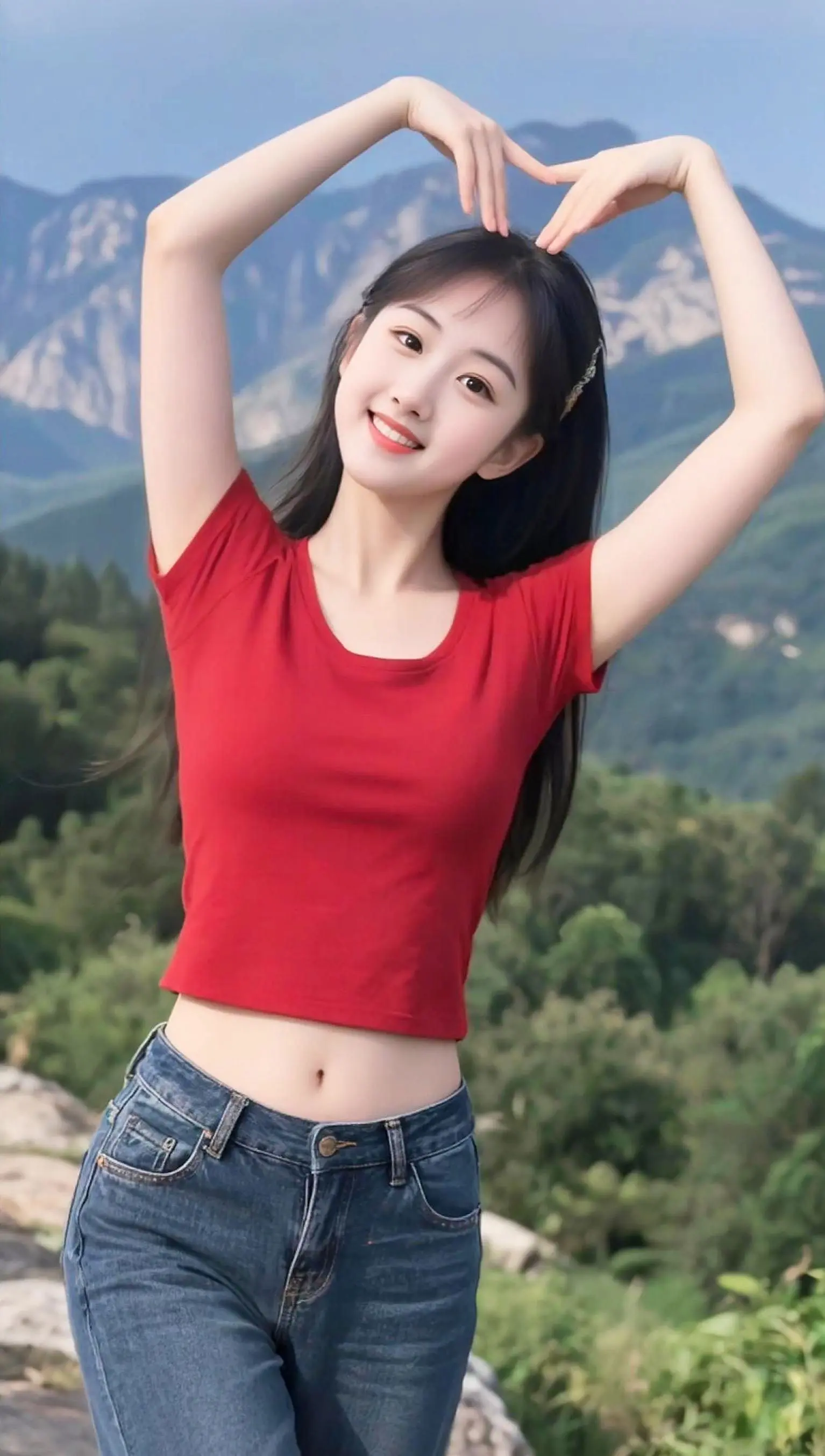 AI高清活力自拍 ai创作 自然清纯感 温柔甜美的女孩 纯净甜美风格