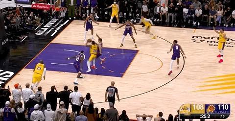 詹姆斯！110平！！！最后22.7秒，太阳暂停！！！湖人vs太阳