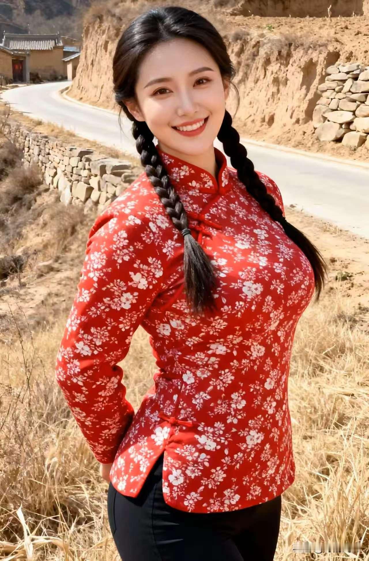 天净沙·山里姑娘
山乡娇女辫长，
荷香轻舞风扬。
眸似溪中月朗。
彩云依傍，
靓