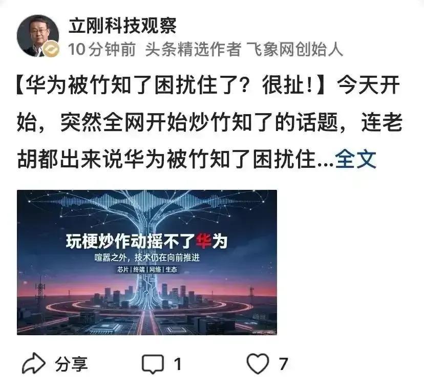 小小“竹知了”无法撼动华为！
华为的贡献有目共睹！
华为之前没有一家企业硬钢美国