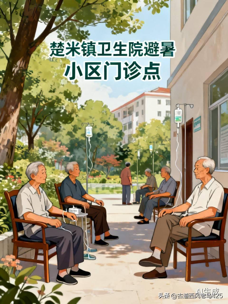 避暑就医方便，是抉择的先决条件

今天路过楚米镇卫生院避暑小区门诊点，见打吊针输