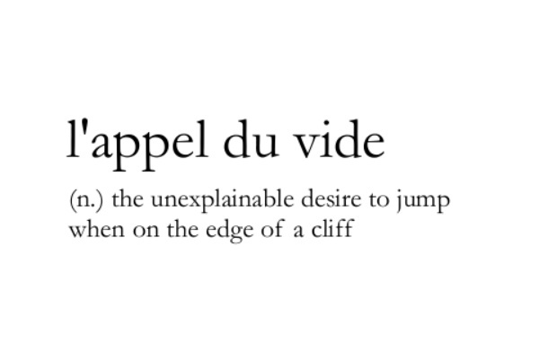 l'appel du vide ​​​​ （法语）来自“虚无”的呼唤，想主动终结
