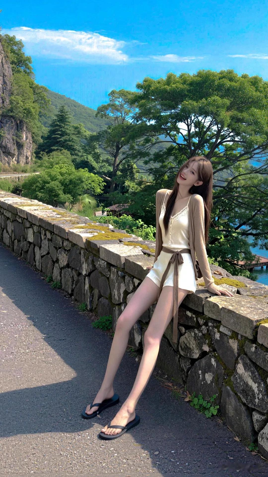 石墙、绿树与远山，这一刻只享受自在的片刻。