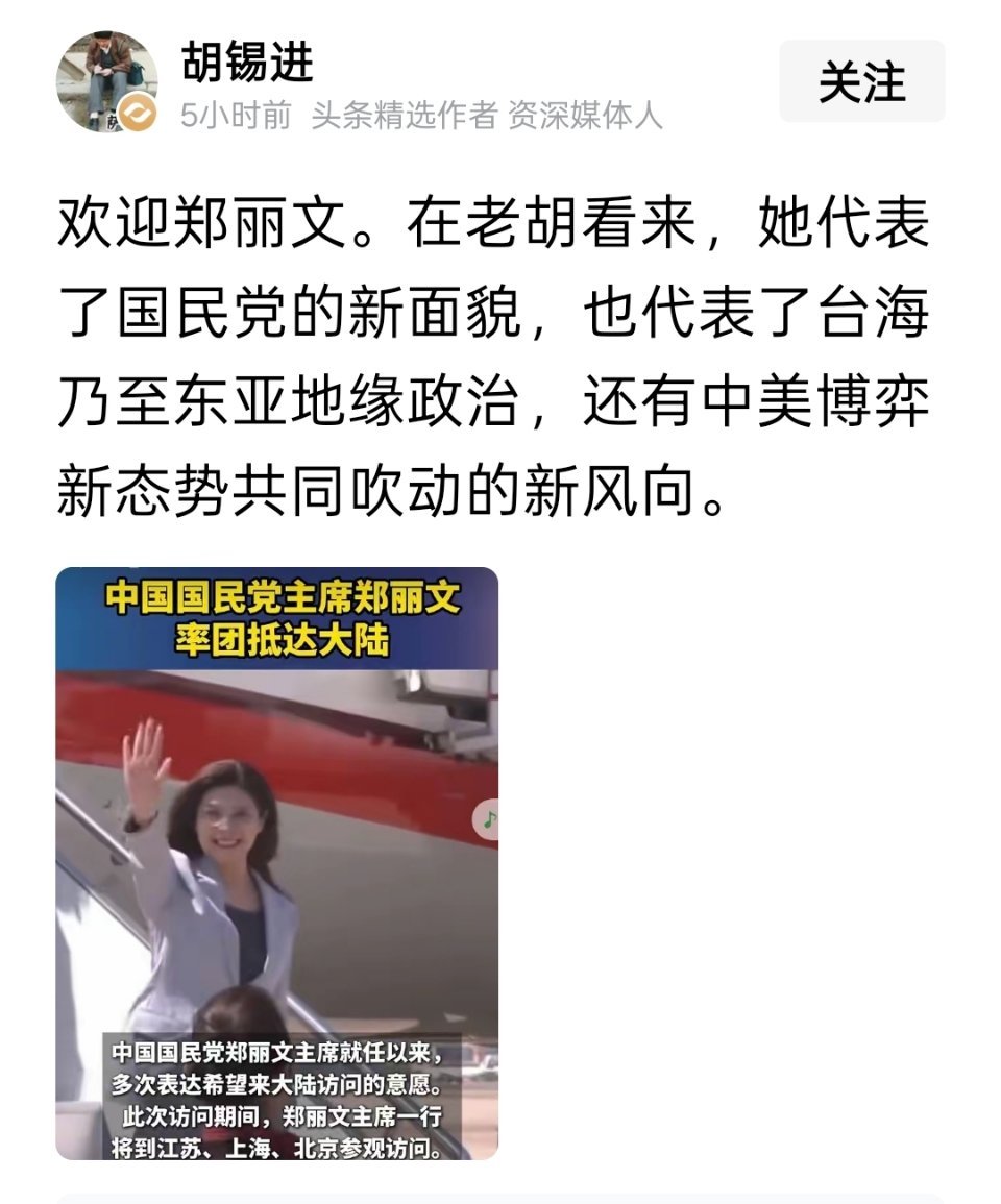 老胡：郑丽文的三个代表 