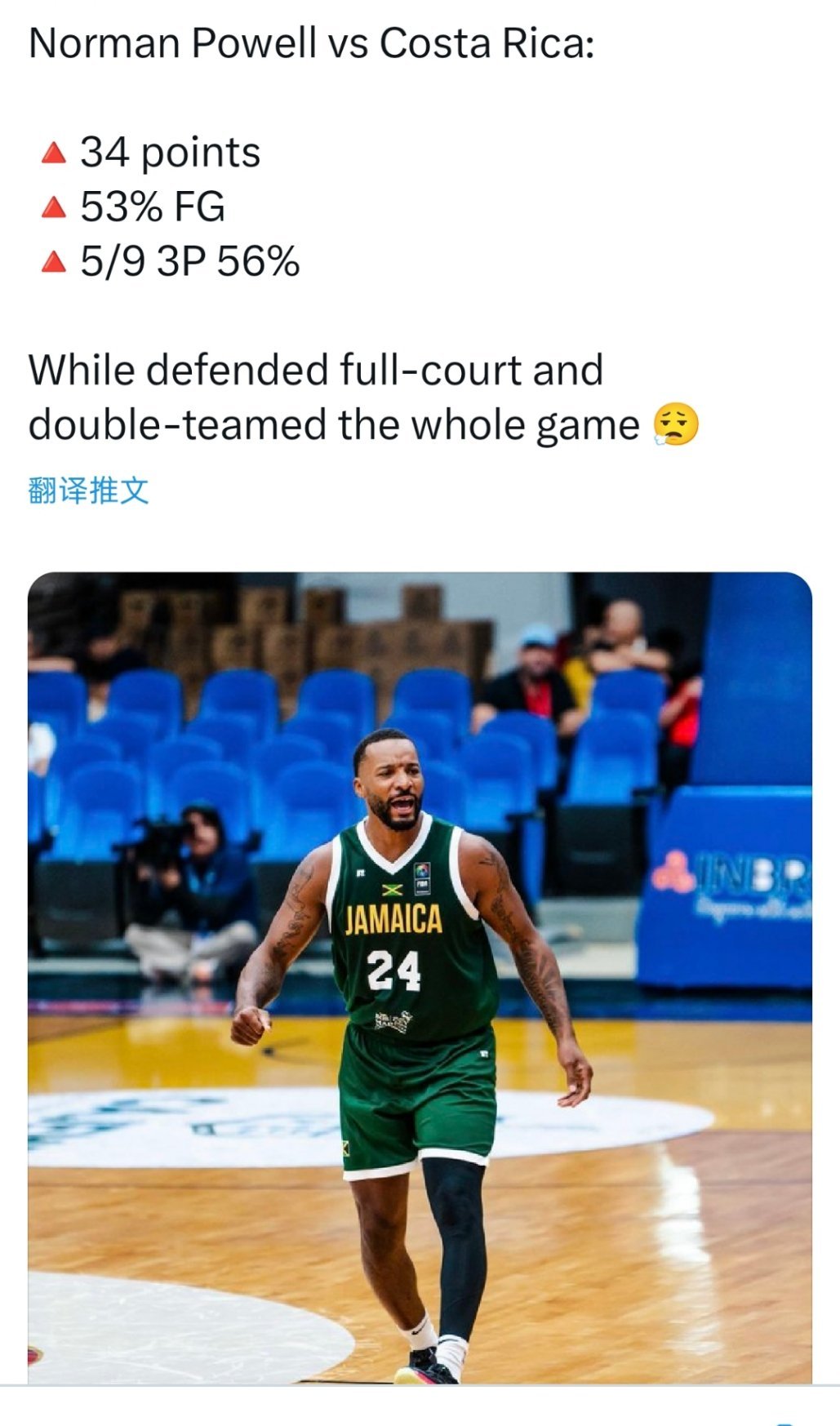 ☞鲍威尔面对哥斯达黎加，砍下34分 ​​​