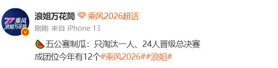 曝浪姐7有12个成团位浪7成团位，网传有12个 乘风2026成团位  