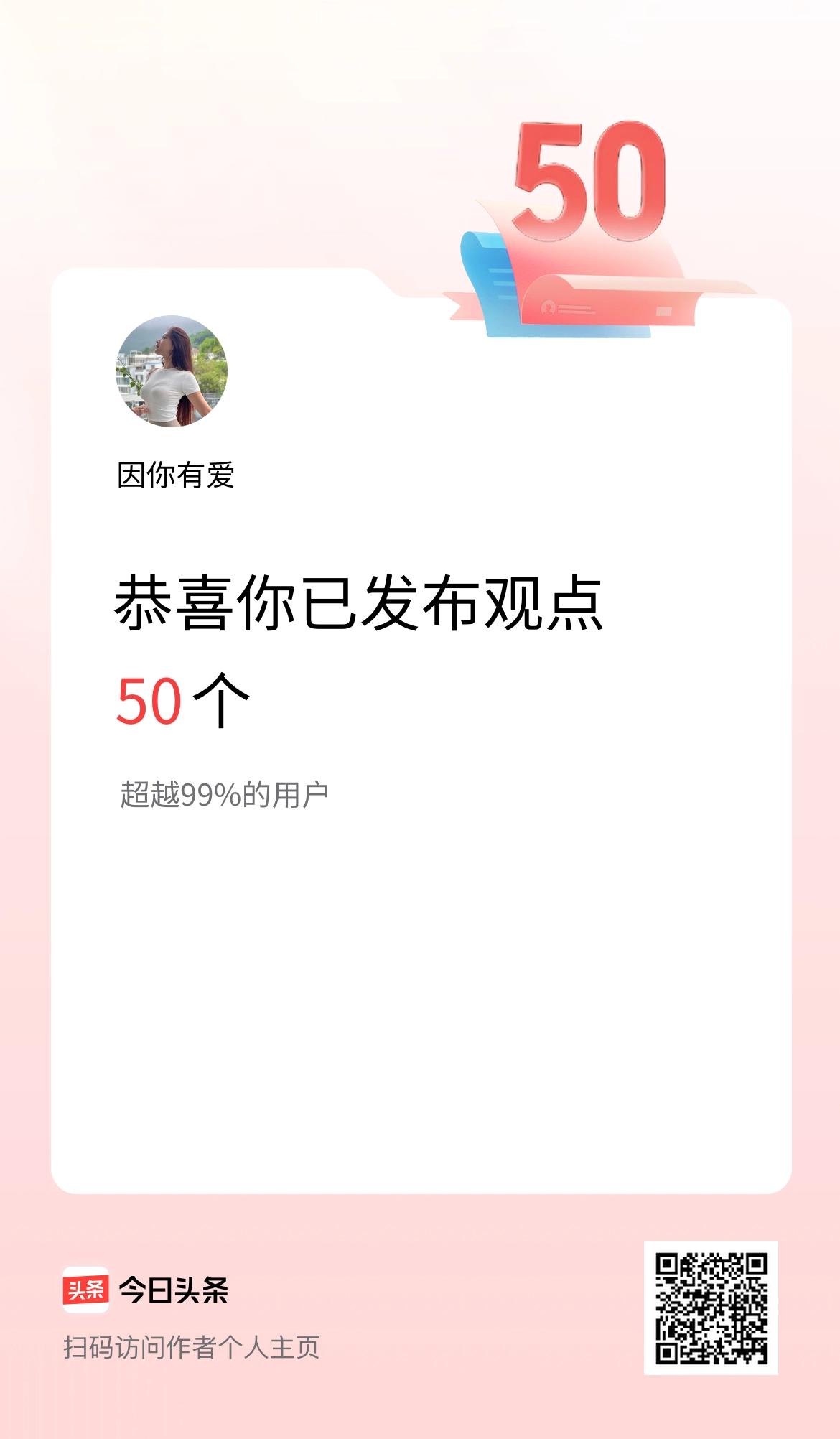 我在头条累计投稿观点50个