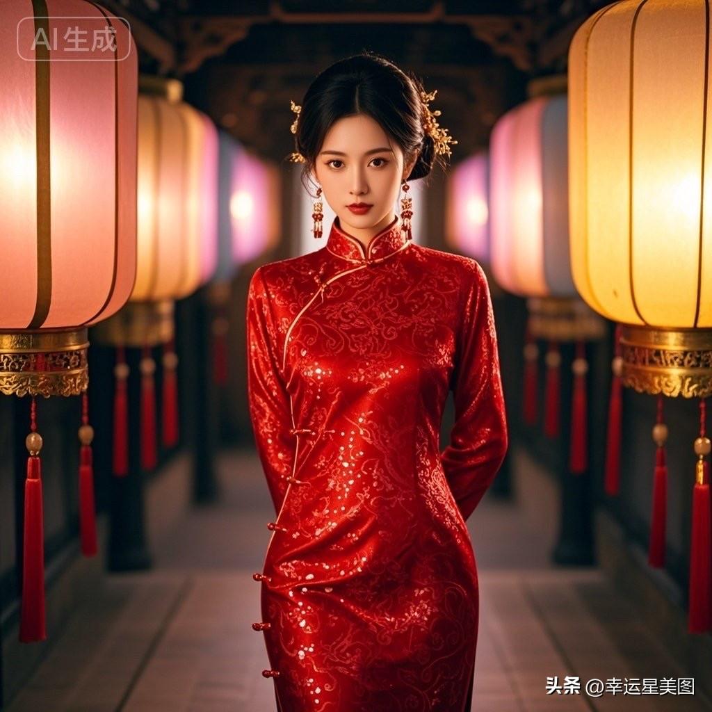 东方韵味，红衣美人，古典与现代的完美结合。