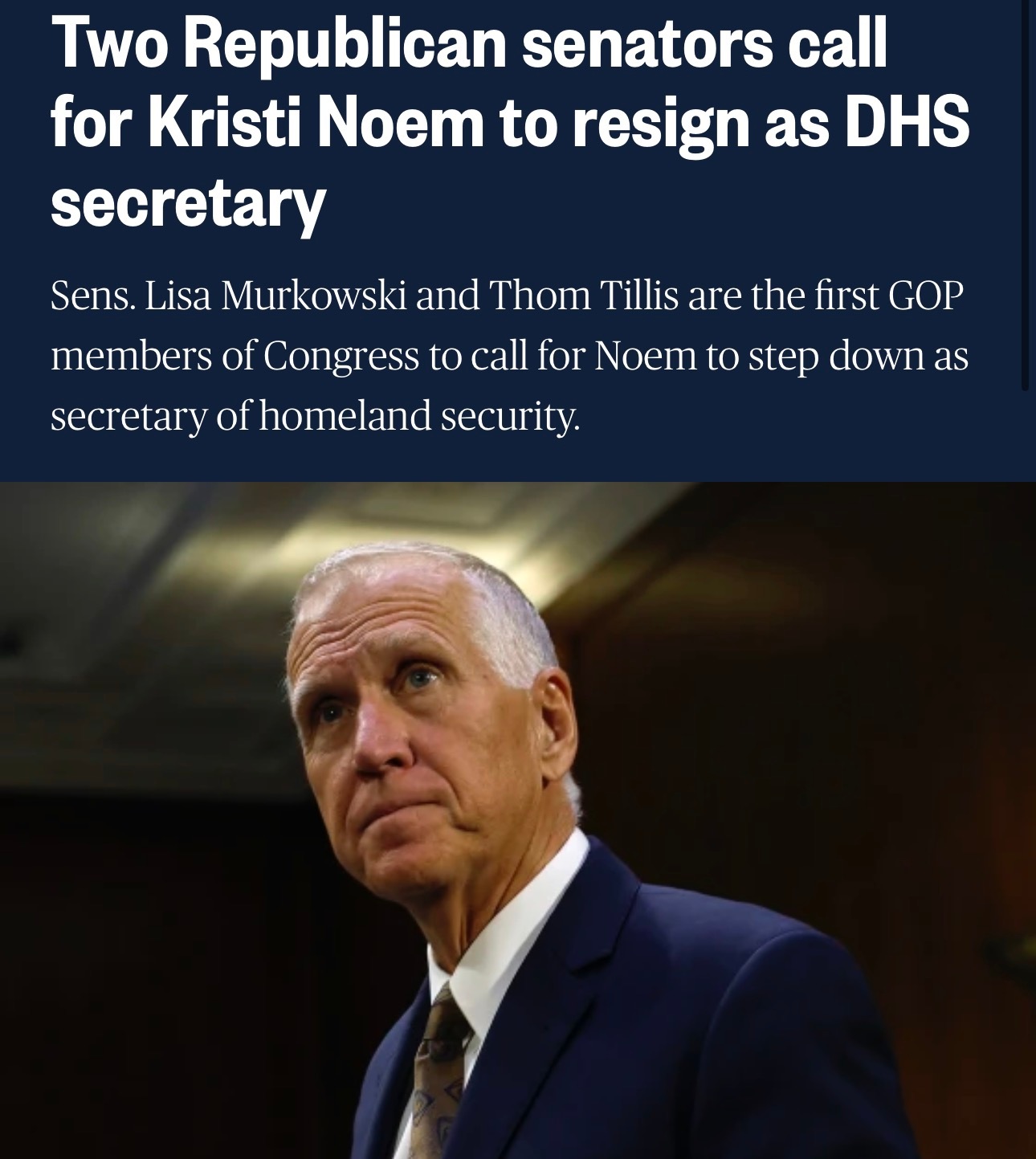 在特朗普的移民特工在明尼阿波利斯街头连续枪杀两名美国公民后，共和党参议员汤姆·蒂