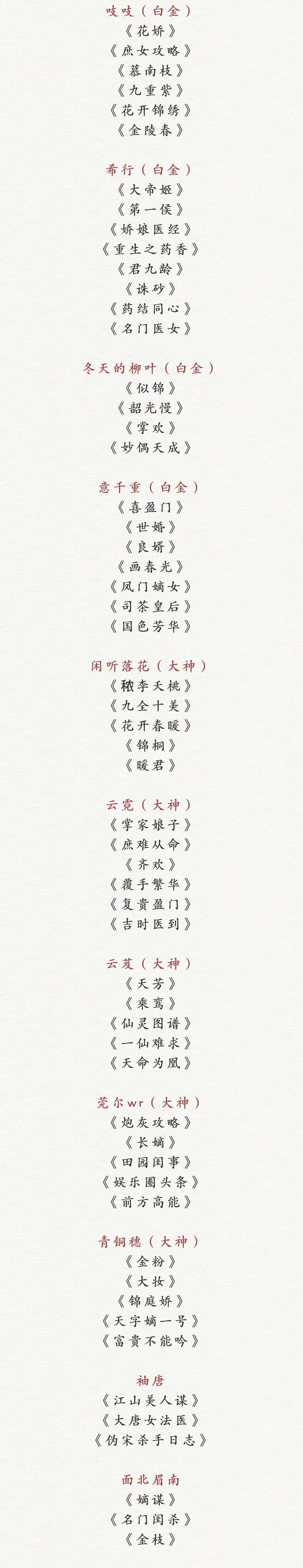 这里列的起点女频文好几本待播或者待拍呢 ​​​