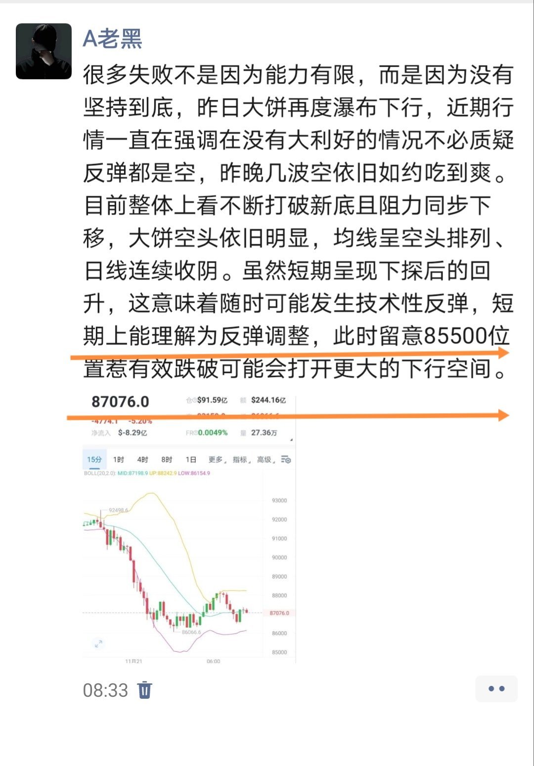 大饼这波插的漂亮，明确提醒85500位置有效还有更大的空间，这一针瞬间四千點插到