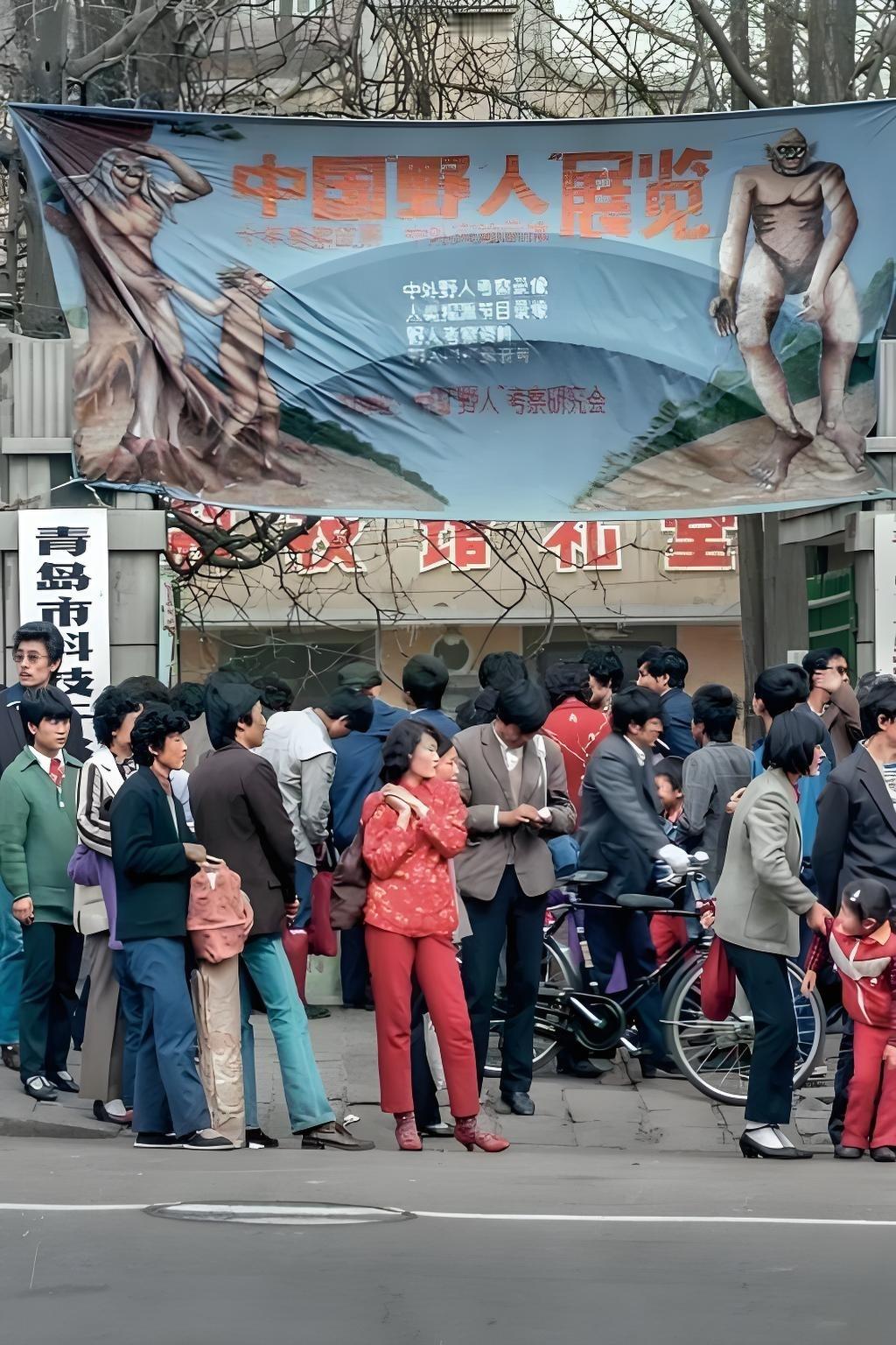 1985年，青岛。中国神农架的“野人展”。 