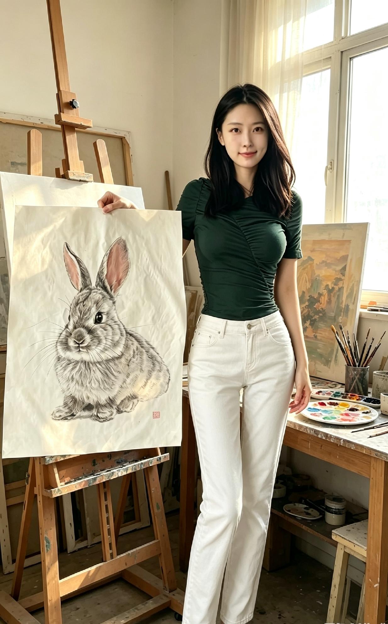 听说她画的兔子是最瘦的，你觉得呢？