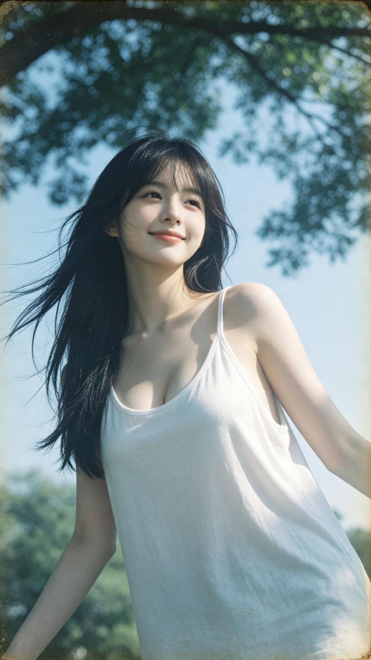 夏日清新少女，阳光下的微笑😊