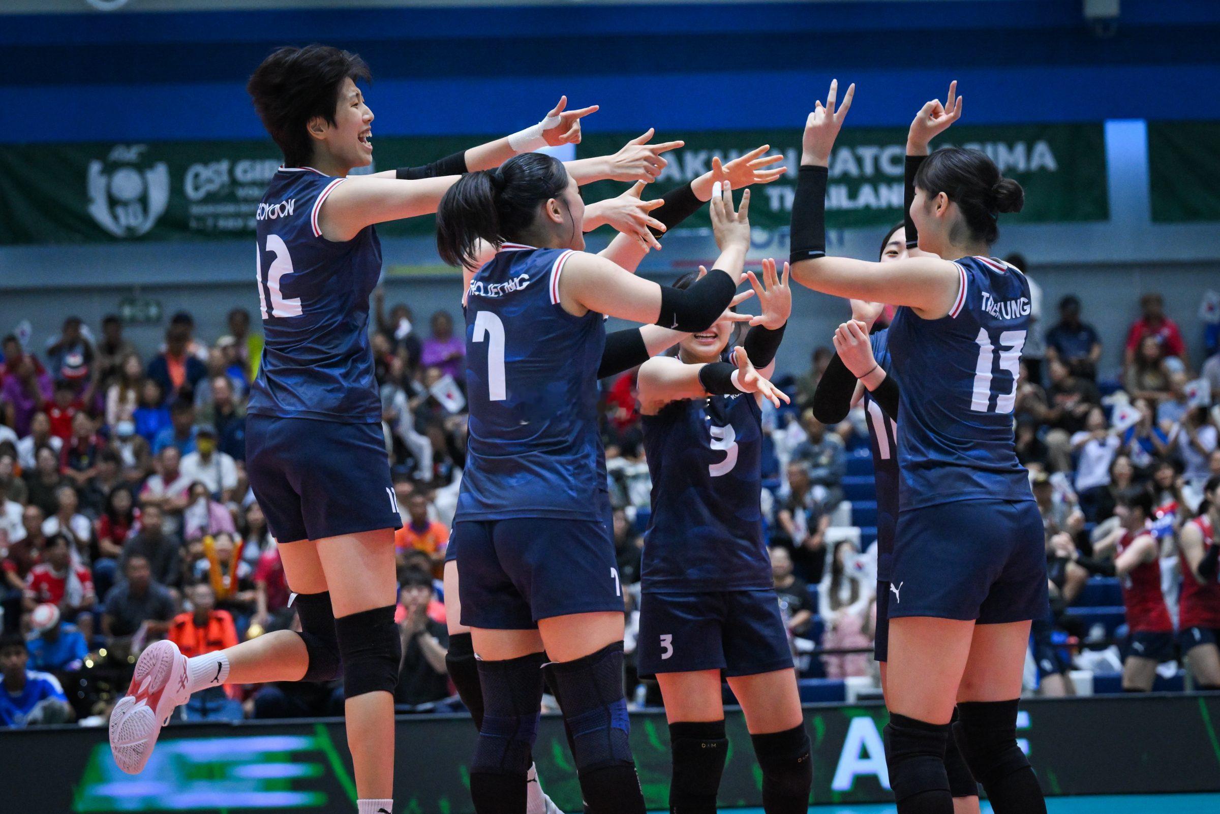 中国U18女排3-0韩国（亚锦赛决赛）韩国女排个人得分：金宝蓝：10分（21扣8