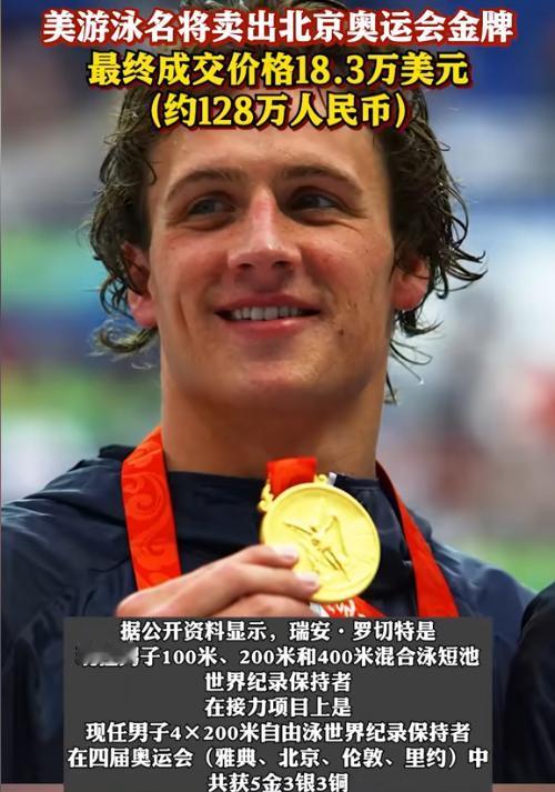 128万成交！近日，美国名将变卖北京奥运金镶玉金牌，为何沦落到卖荣誉？
 
美国