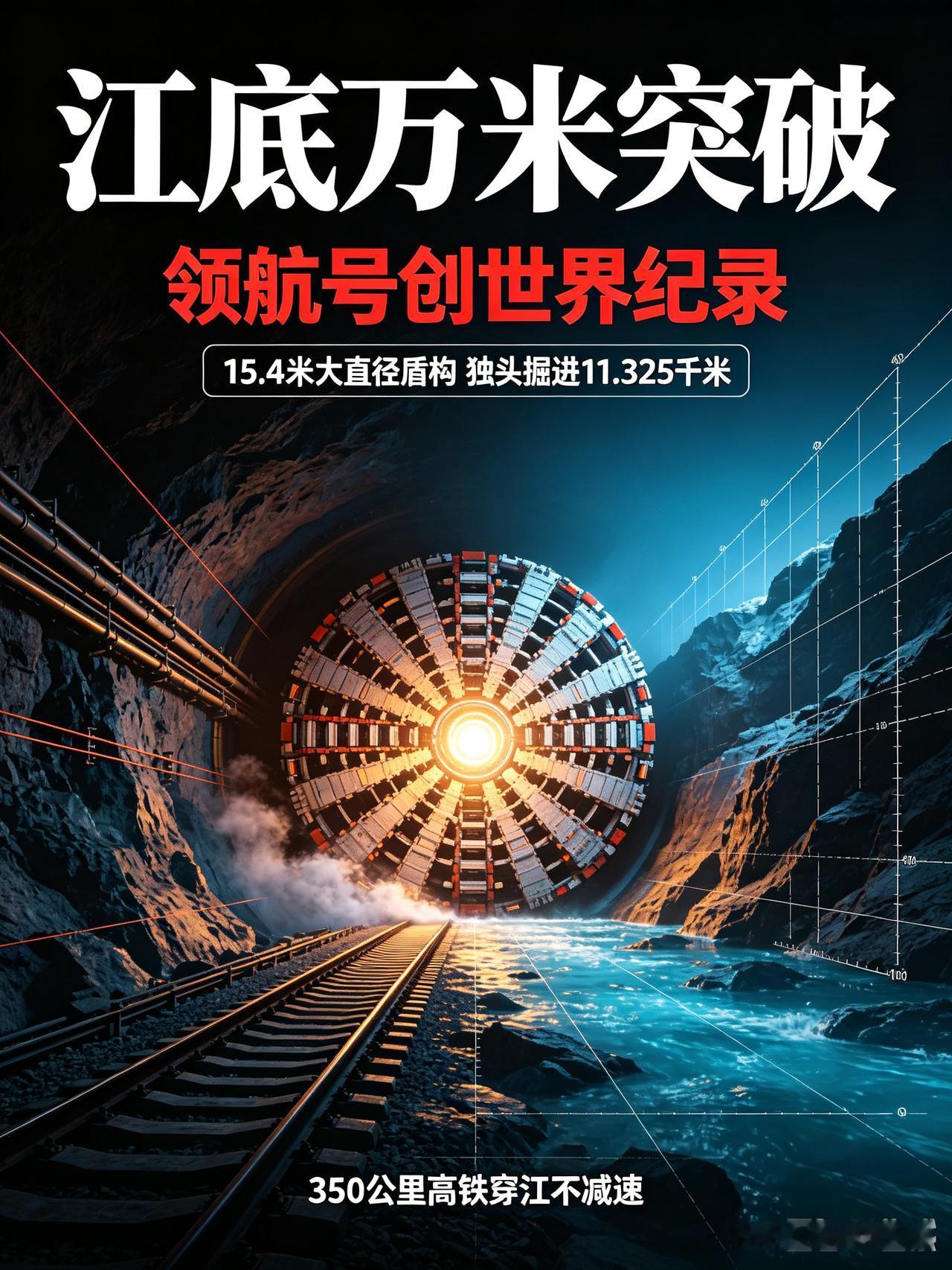 江底万米突破！国产盾构创下全新世界纪录，350公里高铁即将直接穿越长江
 
重大