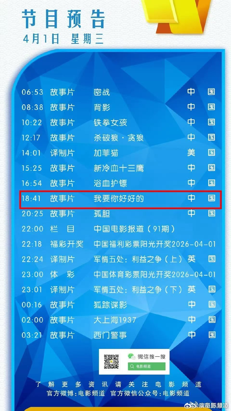 阮圣文 老师演男主，我参与主演之一的电影《我要你好好的！》4月1日 CCTV-6