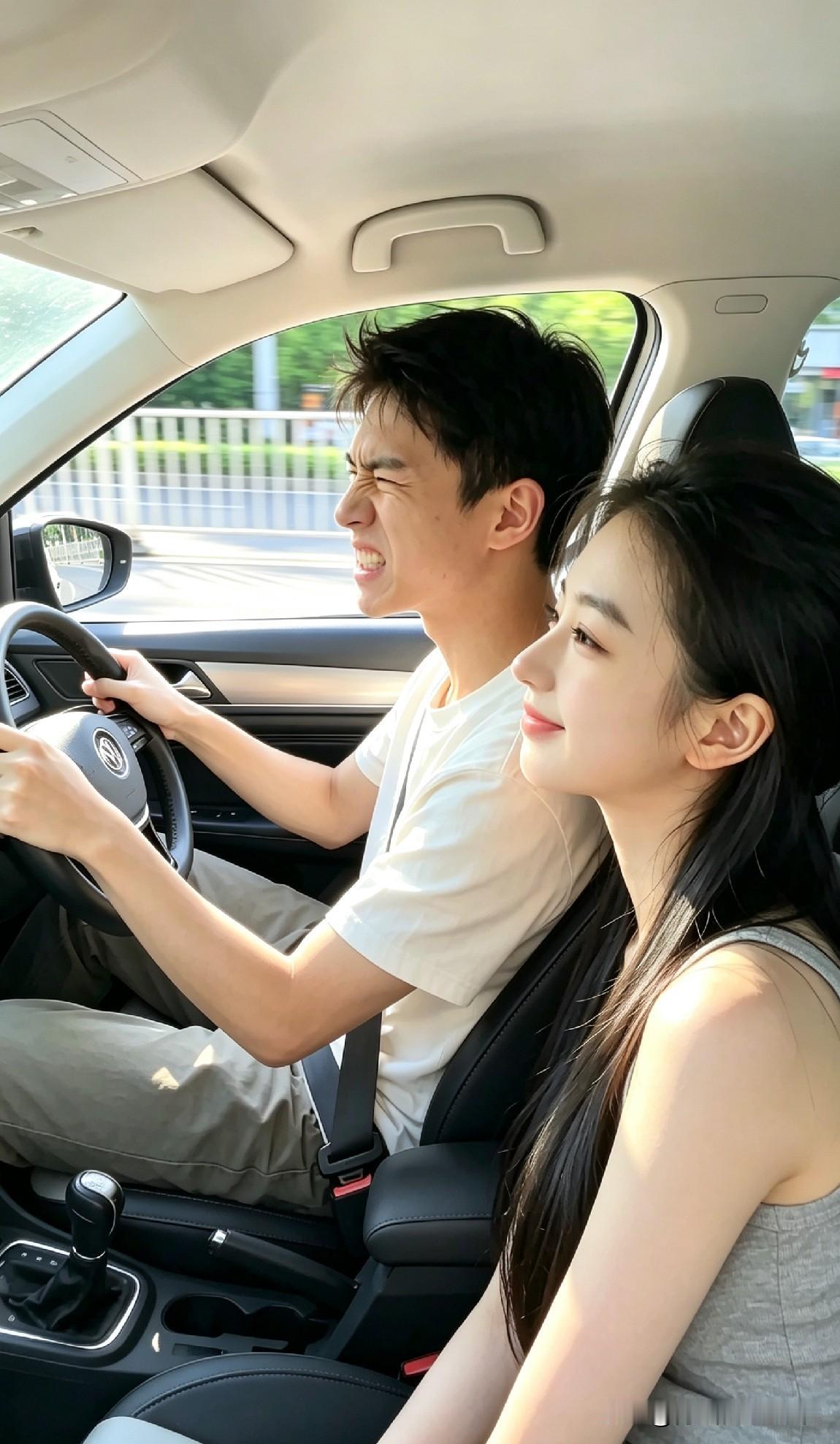 副驾女孩笑到打鸣，他侧方停车又怼栏杆，车头疼得想报警

“你又来了？”她笑得前仰