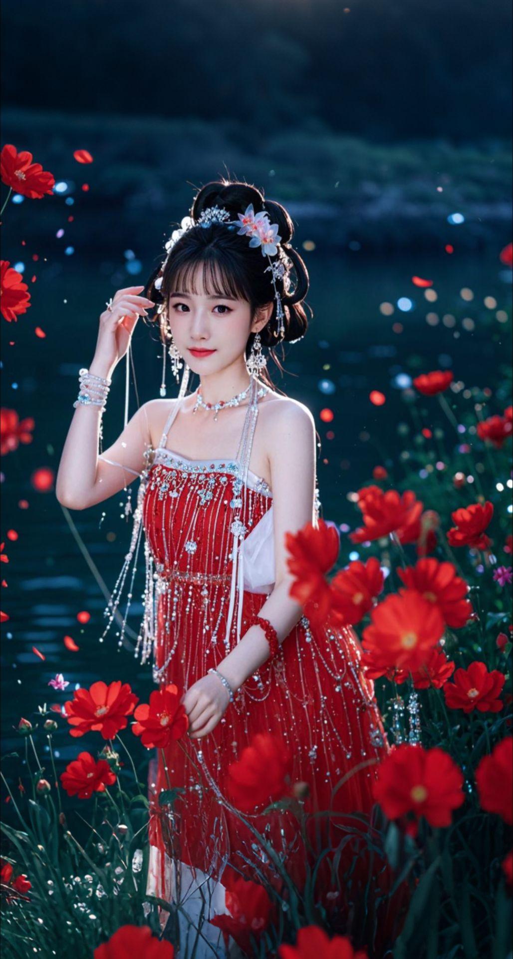 AI扩图 AI湖心花仙子
