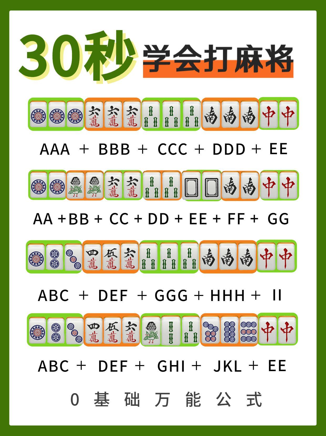 30秒学会麻将的万能公式，0基础秒上手！ [求关注][憧憬] [抱抱][中国赞]