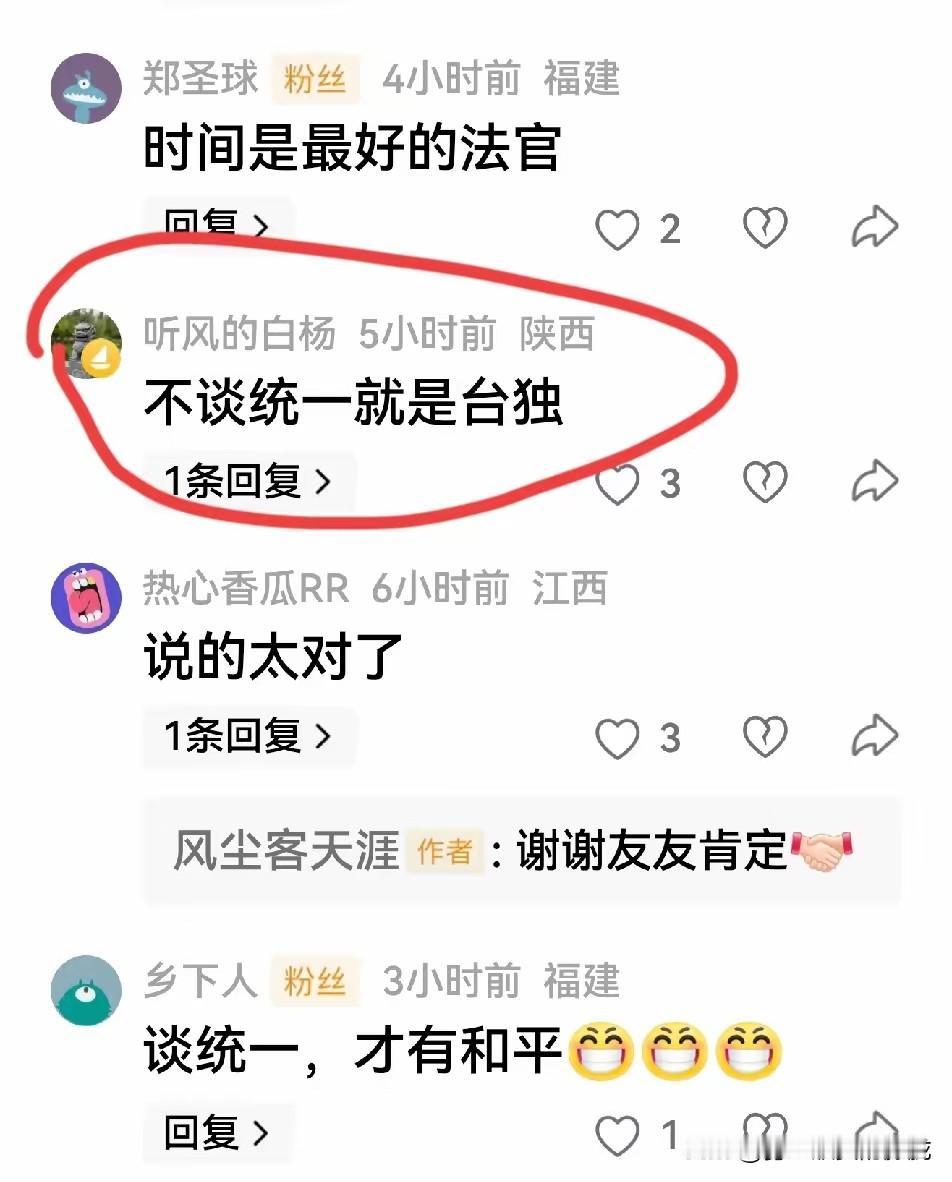 不谈统一，就是台独！这是一个网友的惊天之语，如春雷，震醒很多被蒙蔽的善良国人！