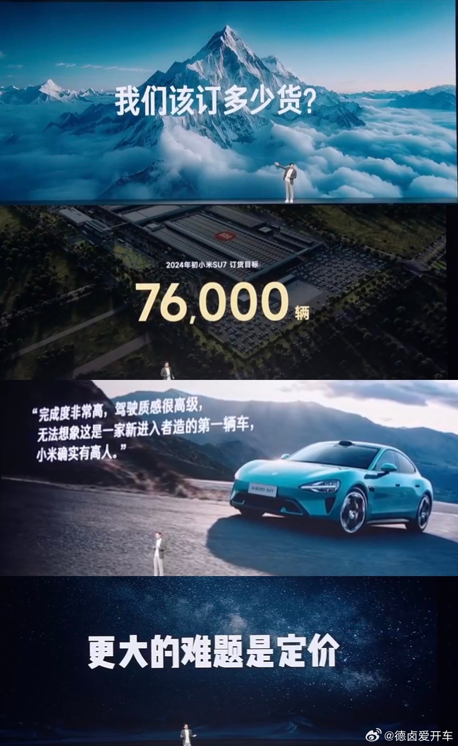 年初时小米SU7定的订货目标是76000辆，纵观整个电轿市场，除了Model 3