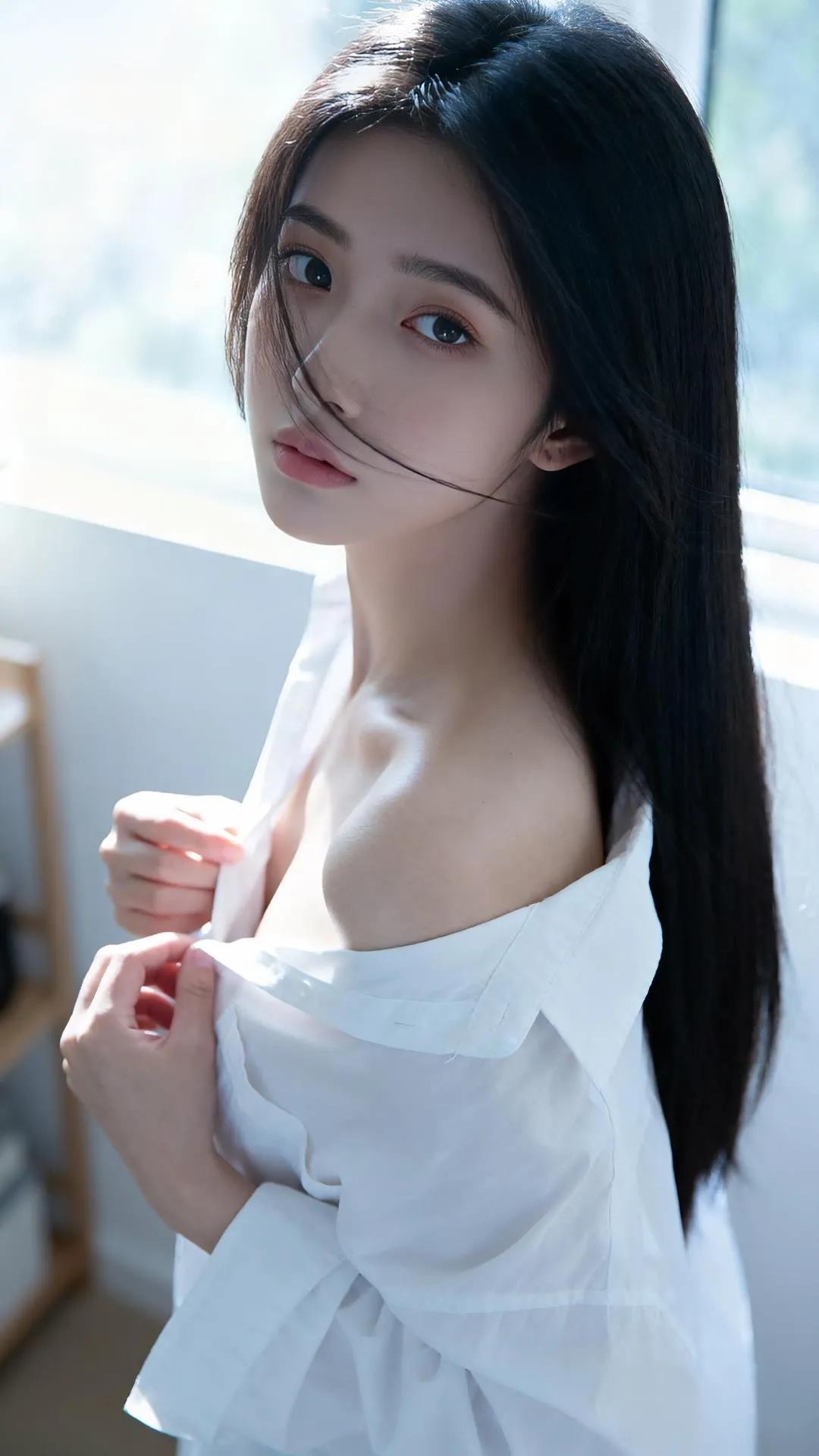 阳光洒进来的午后，少女温柔的侧颜