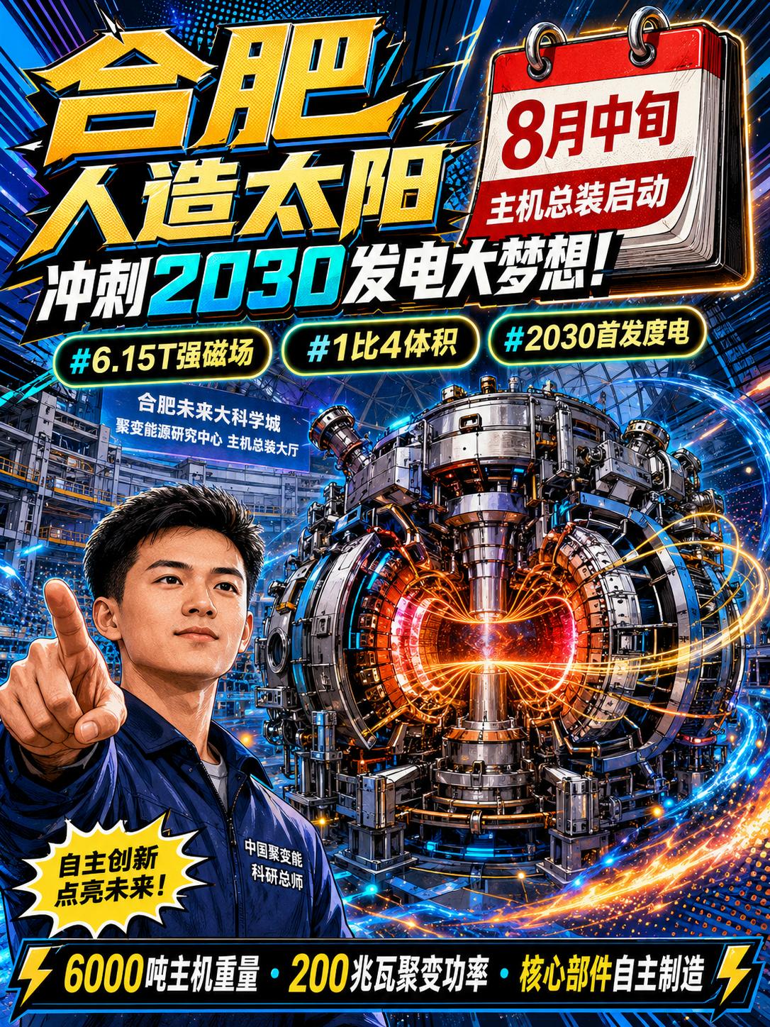 合肥核聚变装置加速冲刺！高温超导磁体赋能2030发电大梦想

2026年8月中旬