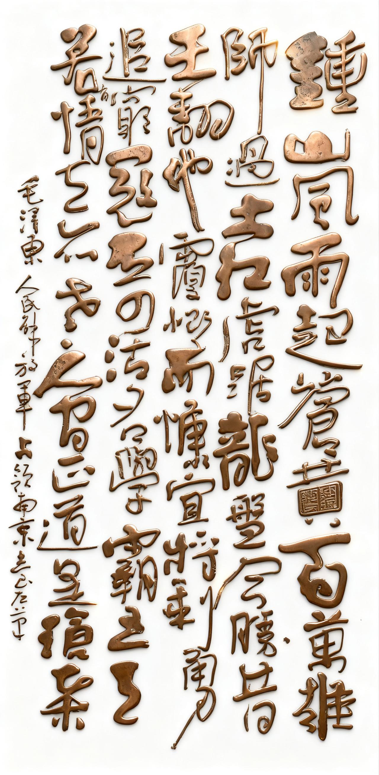 书法左笔书，毛主席诗词人民解放军占领南京