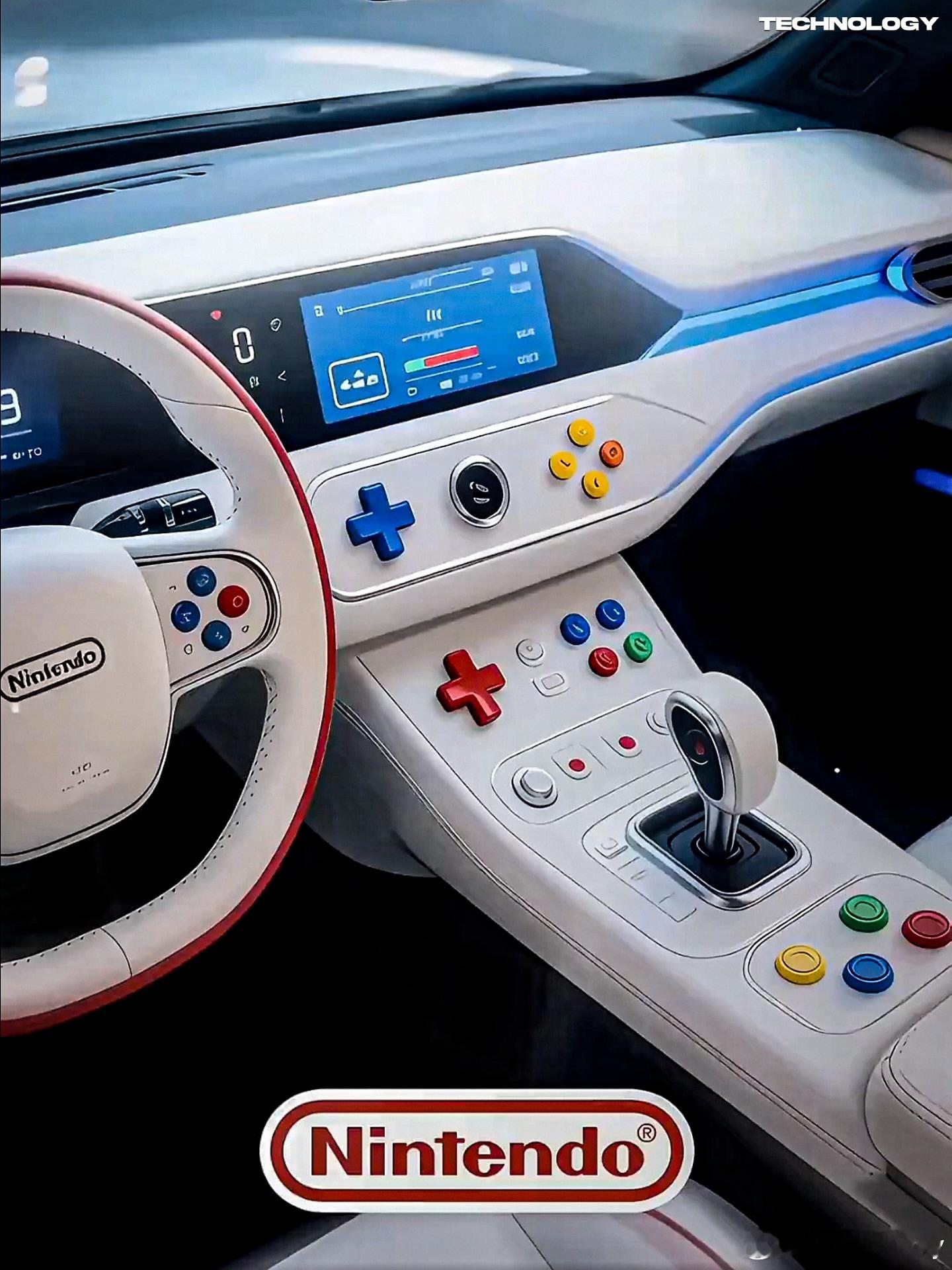 外媒假象的日本游戏公司任天堂的汽车内饰，太可爱了 