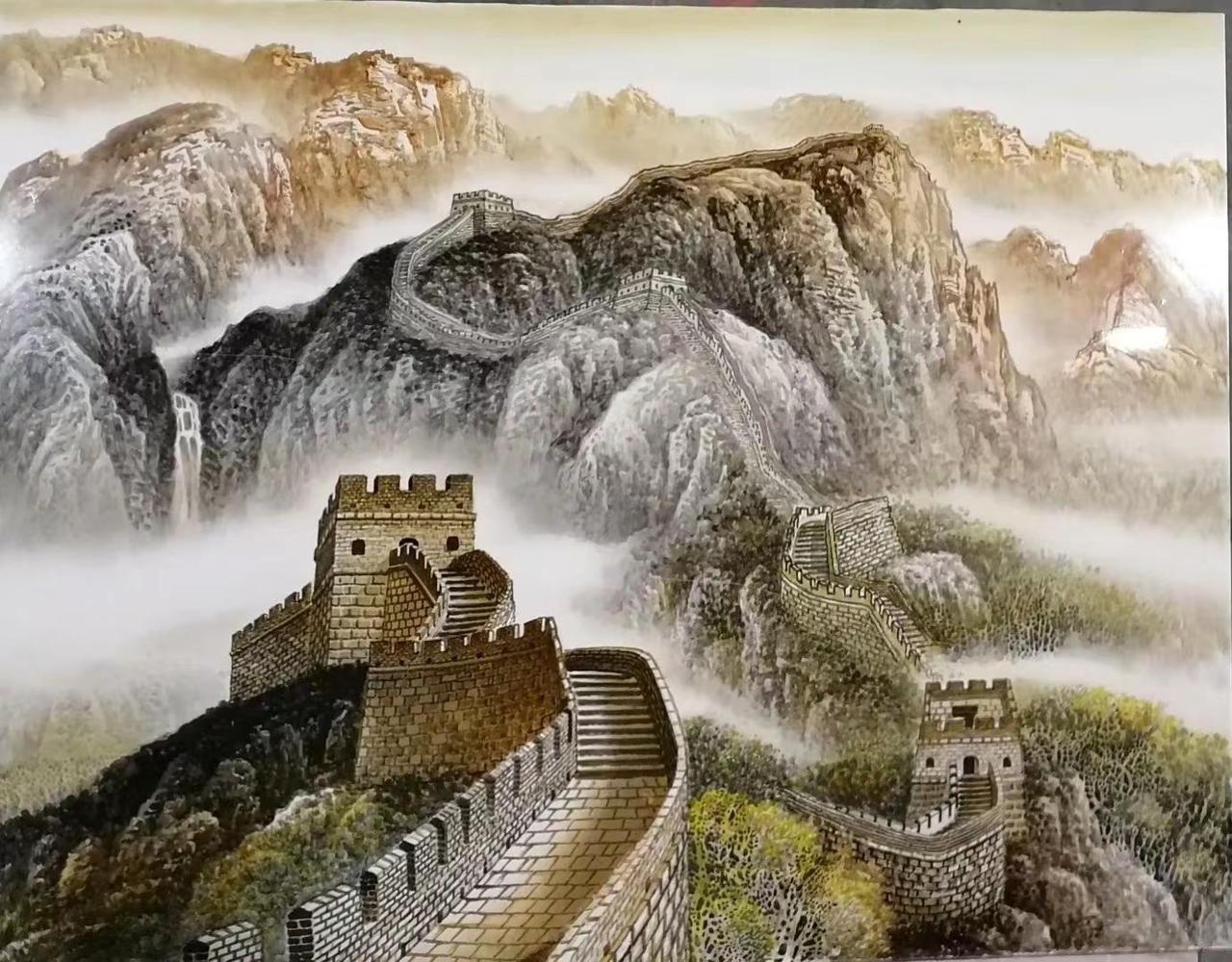 雄关云海。长城山水创作者中心 创作灵感 传统国画 中国画里的长城